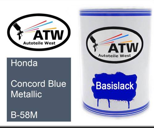 Honda, Concord Blue Metallic, B-58M: 500ml Lackdose, von ATW Autoteile West.